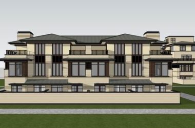 Sketchup别墅模型|双拼别墅，古典风格-BIM建筑网