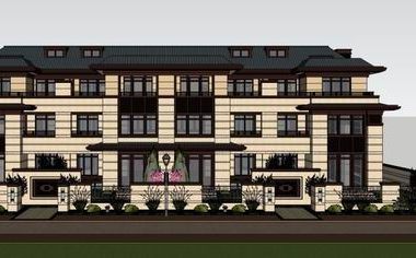 Sketchup别墅模型|联排别墅，古典风格-BIM建筑网