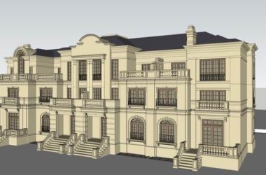 Sketchup别墅模型|双拼别墅，古典风格-BIM建筑网