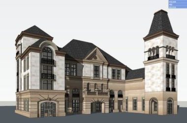 Sketchup别墅模型|独栋别墅，古典风格-BIM建筑网