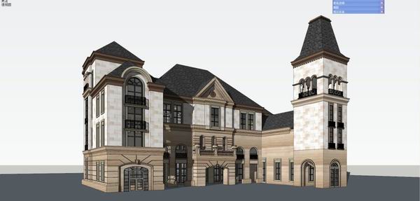 Sketchup别墅模型|独栋别墅，古典风格