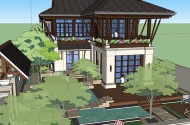 Sketchup别墅模型|独栋别墅，古典风格-BIM建筑网