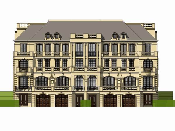 Sketchup别墅模型|联排别墅，古典风格