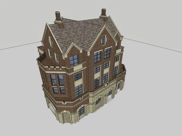 Sketchup别墅模型|独栋别墅，古典风格