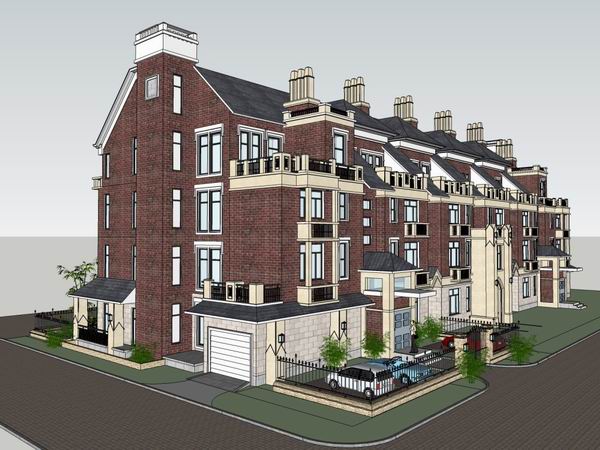 Sketchup别墅模型|叠拼别墅，古典风格