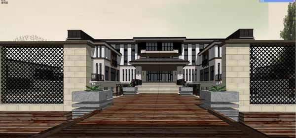 Sketchup别墅模型|独栋别墅，古典风格