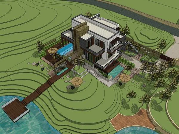 Sketchup别墅模型|独栋别墅，现代风格