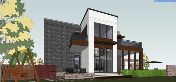 Sketchup别墅模型|独栋别墅，现代风格