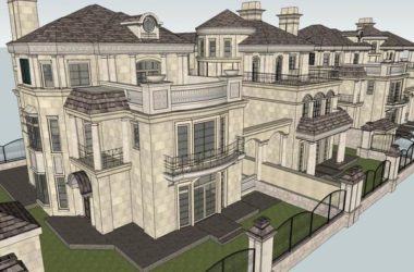 Sketchup别墅模型|双拼别墅，古典风格-BIM建筑网