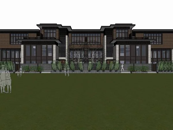 Sketchup别墅模型|联排别墅，古典风格