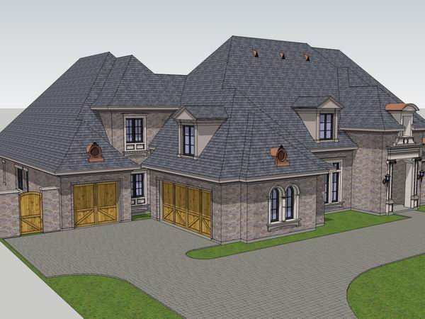 Sketchup别墅模型|独栋别墅，古典风格