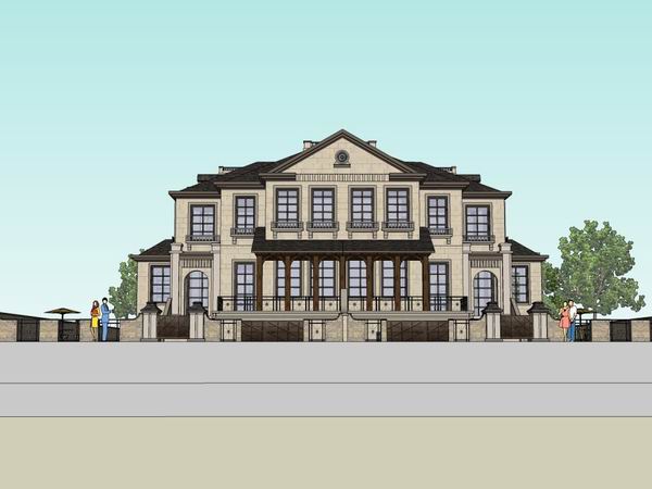 Sketchup别墅模型|独栋别墅，古典风格