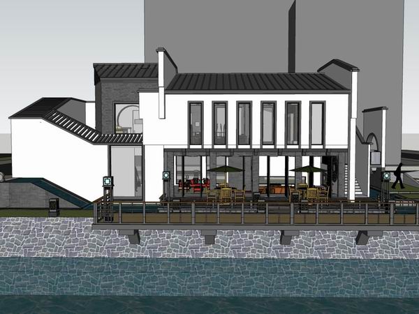 Sketchup别墅模型|别墅，中式古典风格