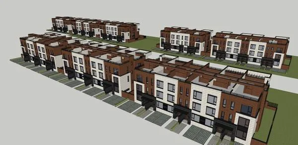 Sketchup别墅模型|联排别墅，现代风格