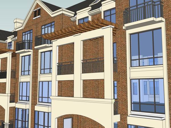 Sketchup别墅模型|联排别墅，古典风格