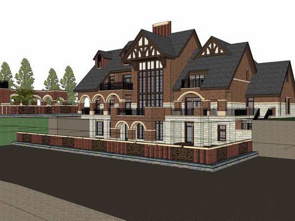 Sketchup别墅模型|独栋别墅，古典风格