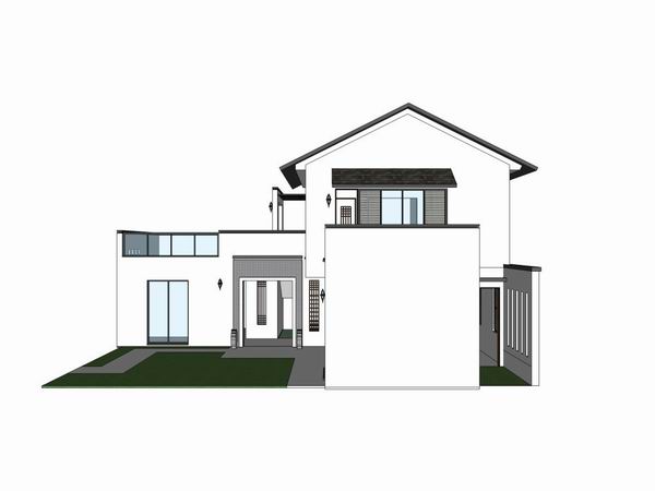 Sketchup别墅模型|独栋别墅，古典风格