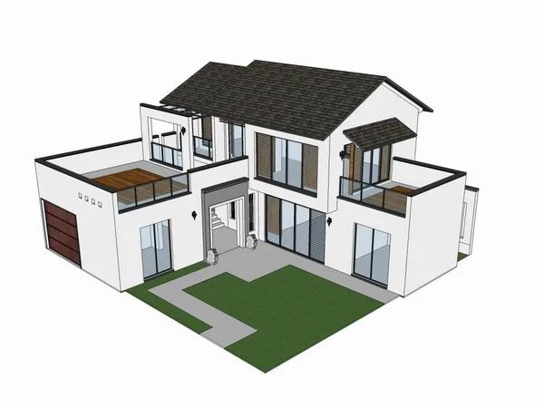 Sketchup别墅模型|独栋别墅，古典风格