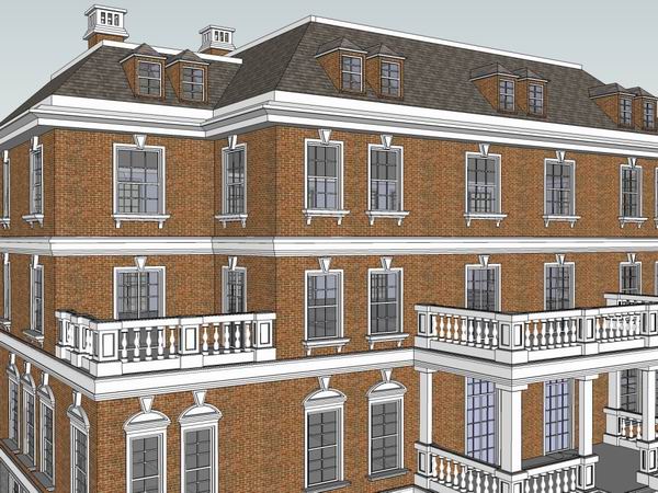 Sketchup别墅模型|独栋别墅，古典风格