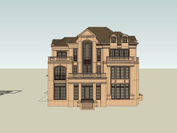 Sketchup别墅模型|独栋别墅，古典法式风格