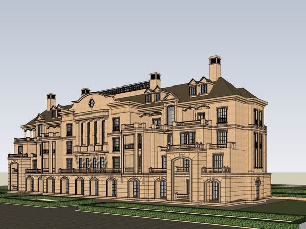Sketchup别墅模型|联排别墅，花园洋房，古典风格