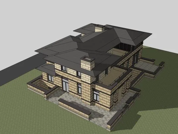 Sketchup别墅模型|独栋别墅，古典风格