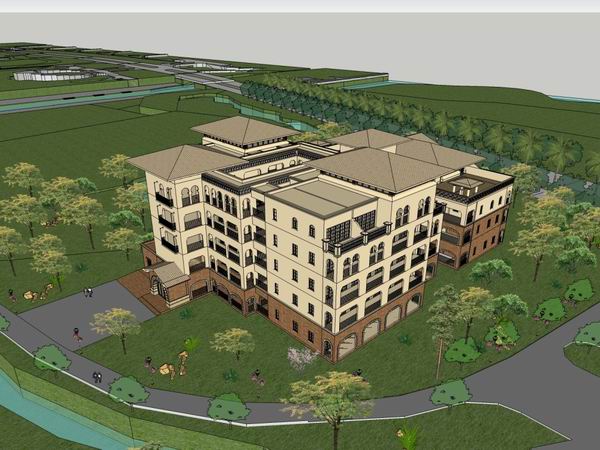 Sketchup别墅模型|联排别墅住宅楼，现代风格