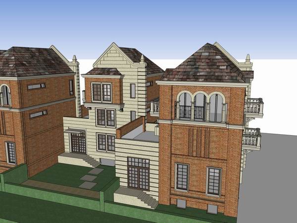 Sketchup别墅模型|英式别墅住宅，古典风格