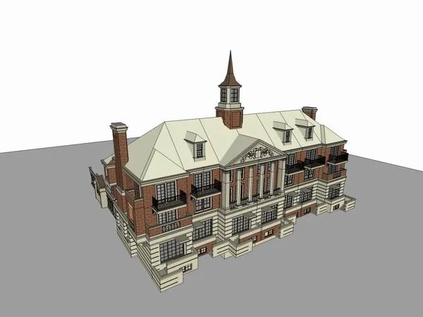 Sketchup别墅模型|联排别墅，英式古典风格