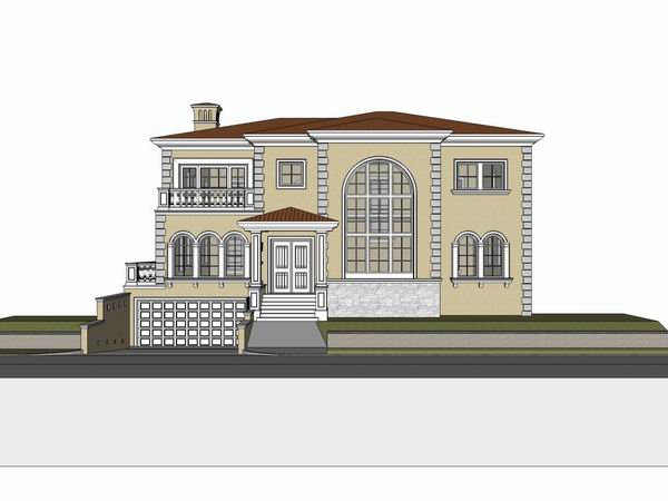 Sketchup别墅模型|独栋别墅，古典风格