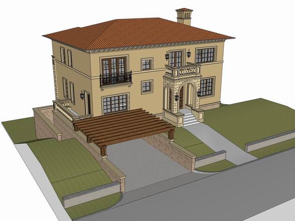 Sketchup别墅模型|独栋别墅，古典风格