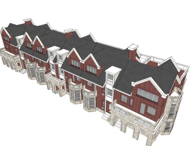 Sketchup别墅模型|联排别墅，古典风格