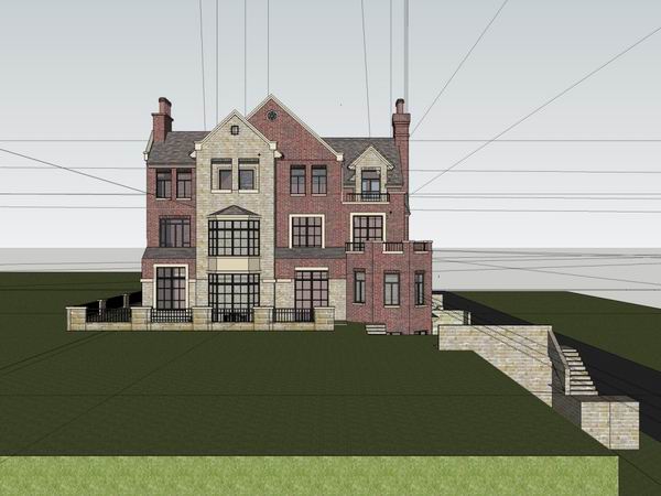 Sketchup别墅模型|独栋别墅，古典风格