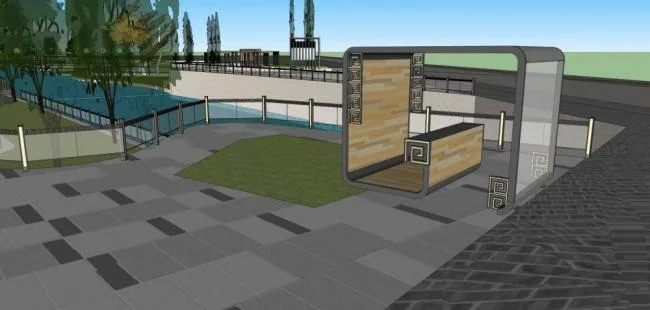 Sketchup景观模型|公园景观，商业建筑，城市小品， 水坝，中式风格