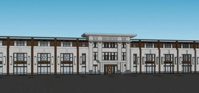 Sketchup商业模型|商业裙房，新古典风格