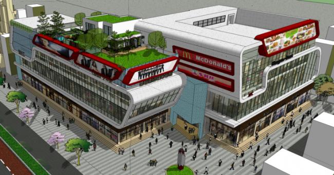 Sketchup商业模型|多层商业街，现代风格