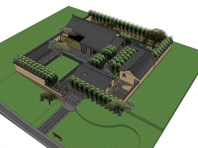 Sketchup商业模型|农家乐，中式风格，商业建筑