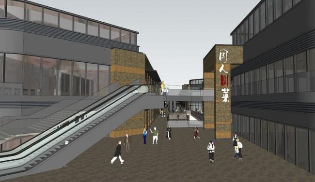 Sketchup商业模型|多层商业街，现代风格