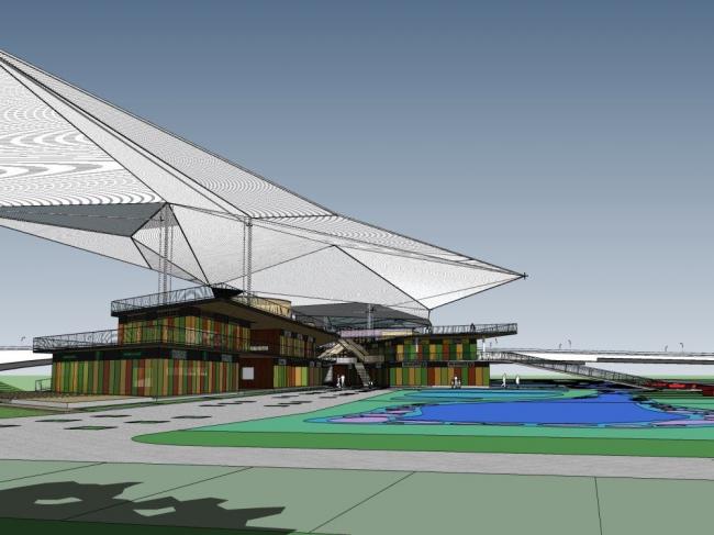 Sketchup商业模型|多层商业，滨水景观，现代风格