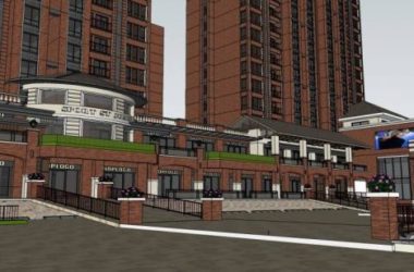 Sketchup住宅模型|高层住宅楼，居住建筑，商业裙房，新古典风格-BIM建筑网