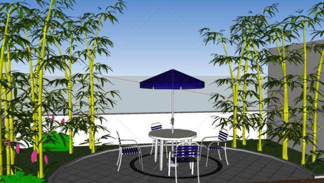Sketchup景观模型|会所，花园景观，现代风格