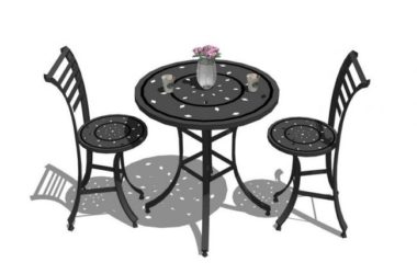 Sketchup素材模型|户外休闲桌椅-BIM建筑网