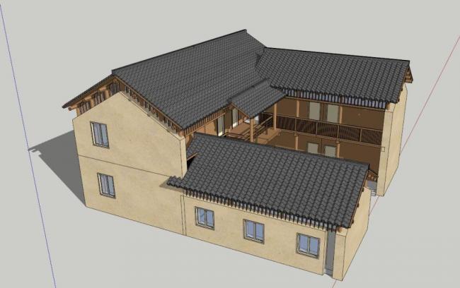 Sketchup住宅模型|别院，中式风格，居住建筑