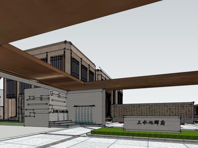 Sketchup商业模型|多层售楼处，商业建筑，现代风格