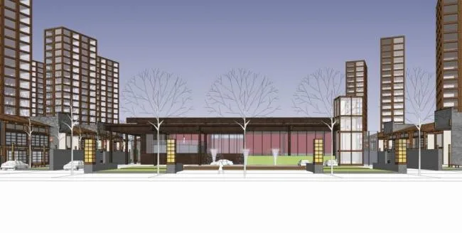 Sketchup商业模型|沿街商业，新中式风格