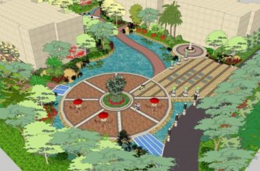 Sketchup景观模型|小区广场景观，现代风格-BIM建筑网