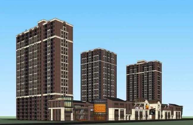 Sketchup综合体模型|高层住宅，酒店，欧式风格，底层商业，大型商业综合体