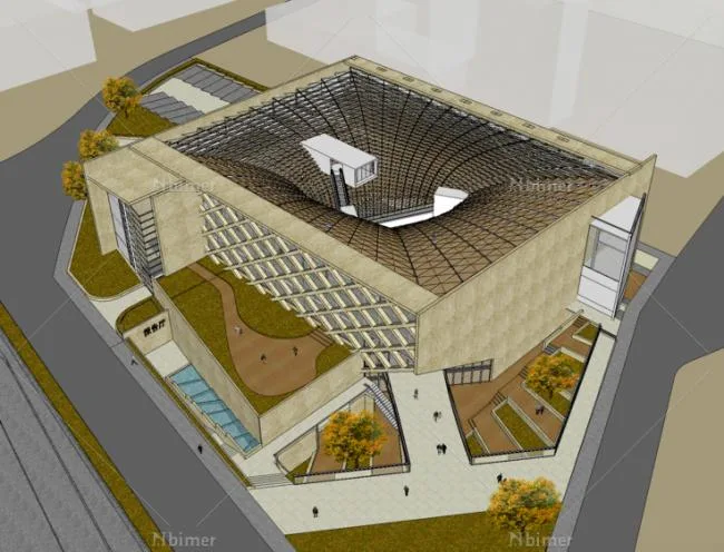 Sketchup文化模型|图书馆，文化建筑，现代风格