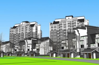 Sketchup住宅模型|徽派，新中式风格，康大花园小区，居住建筑-BIM建筑网