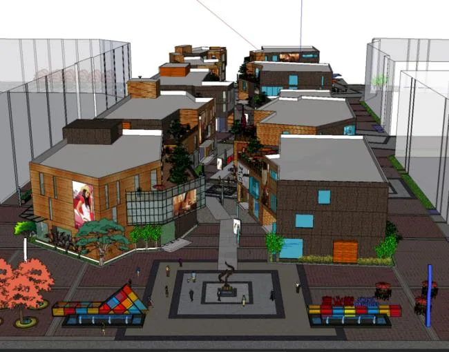 Sketchup商业模型|多层商业街，街区式，岛式，现代风格